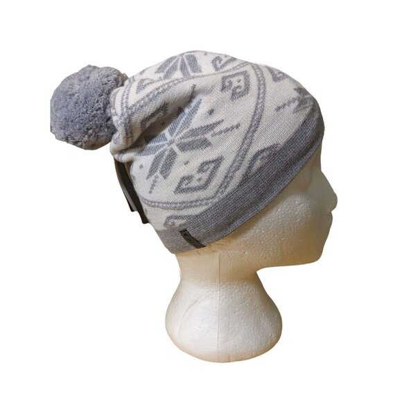 Louis Garneau Merino Wool Blend Hat Beanie NEW Nordic Sport Cap White Gray Pom - Picture 4 of 10